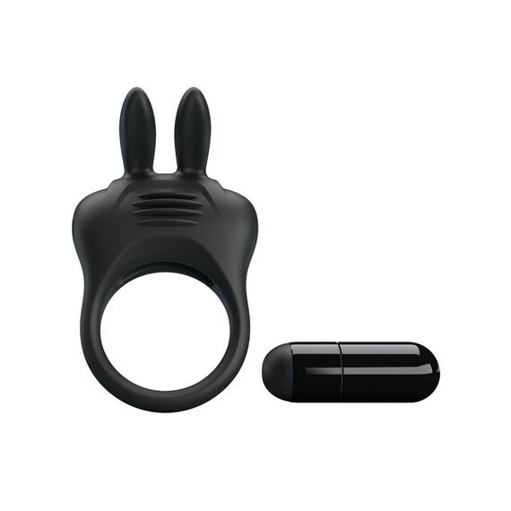 Вибро-эрекционное кольцо с ушками Pretty Love черное, 7.4 х 4.2 см Sex Aura | Зображення 1