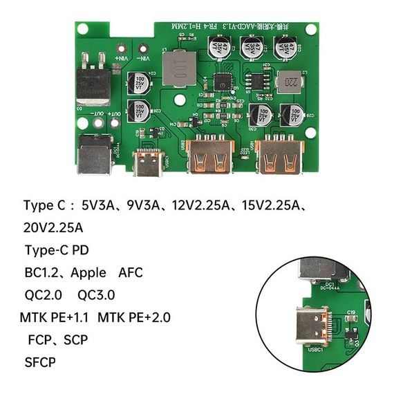 Модуль DC-DC стабілізатор напруги сонячної панелі USB+DC+Type-C QC/PD драйвер для сонячних батарей | Зображення 2