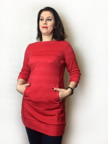 Червона туніка з кишенями П151