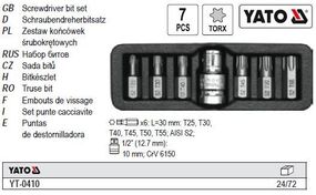 Набор бит насадка отвертки TORX YATO переходник 1/2" 7 штук YT-0410