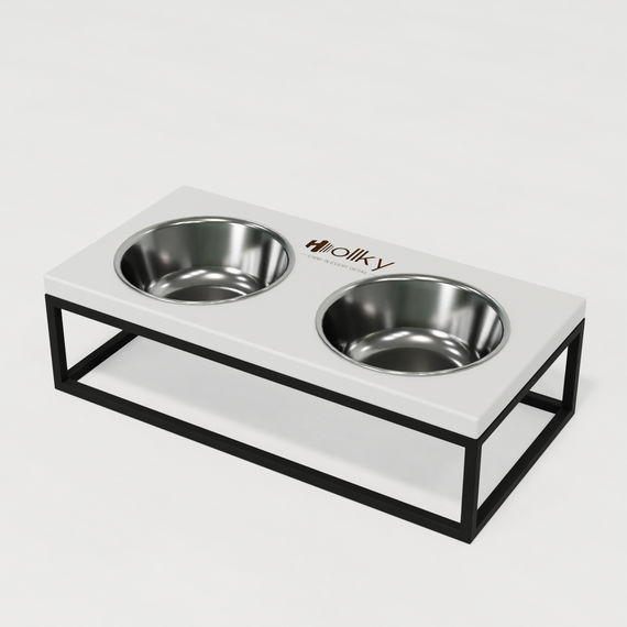 Миски на підставці для середніх собак та великих котів Hollky Base M (2 × 0,95 л) BM-422110-BLWH