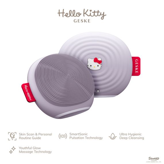 Электронная ультразвуковая щетка для лица GESKE Sonic Facial Brush 4в1 Hello Kitty purple, Фиолетовый | Зображення 1