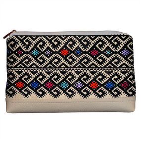 Косметичка дорожня жіноча Lovely Украинский мотив с бережевым кожзамом 26x15x8 см