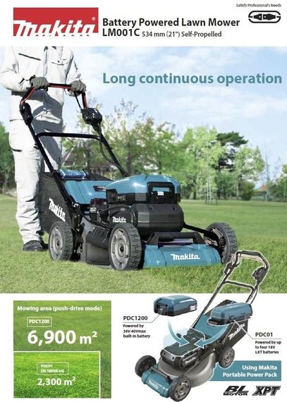 Газонокосарка акумуляторна самохідна Makita LM001CZ (53 см, 20-100 мм, 70 л, BL, PDC, без акумулятора та зарядного пристрою) | Зображення 7