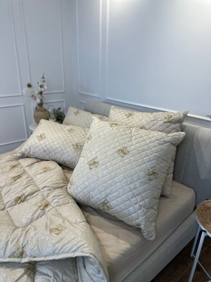 Подушка стеганая из эко овчины Leri Max Pure Wool 21508 70х50 см бежевая | Зображення 8