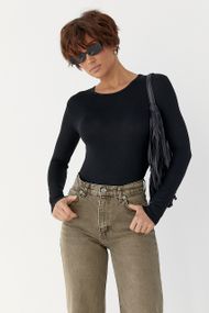 Трикотажне боді з довгими рукавами - чорний цвет, L (є розміри)