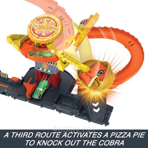 Трек Хот Вилс Сити Опасные существа Атака Кобры, Пиццерия Оригинал Hot Wheels City Pizza Slam Cobra Attack | Зображення 4