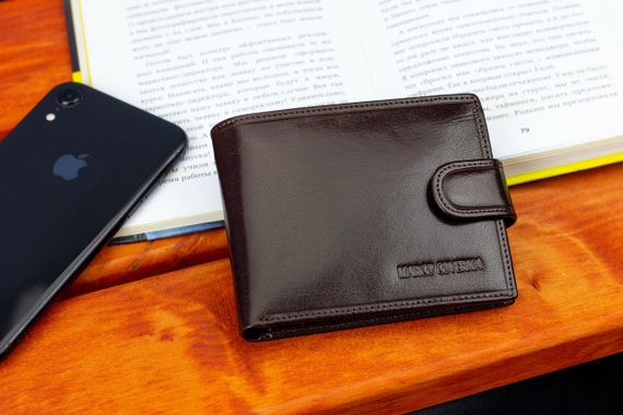 Коричневое мужское портмоне на кнопке из натуральной кожи Marco Coverna B047-801 | Зображення 7