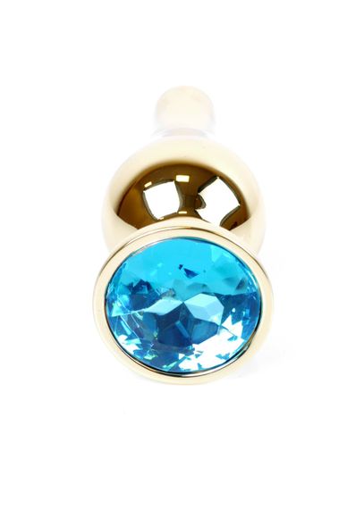 Анальна пробка - Jewellery Gold Long Plug Light Blue | Зображення 3