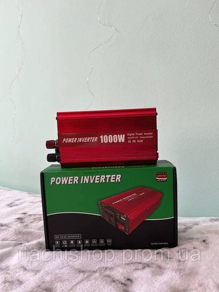 Преобразователь напряжения автомобильный инвертор LoadKing 1000W, USB, активное охлаждение 12/220В Red SPR | Зображення 1