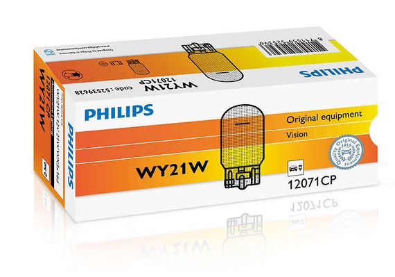 Указательная лампа накаливания PHILIPS 12071CP WY21W 12V 21W WX3x16d | Зображення 1