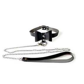Чокер с поводком Art of Sex - Butterfly черный, экокожа sexstyle
