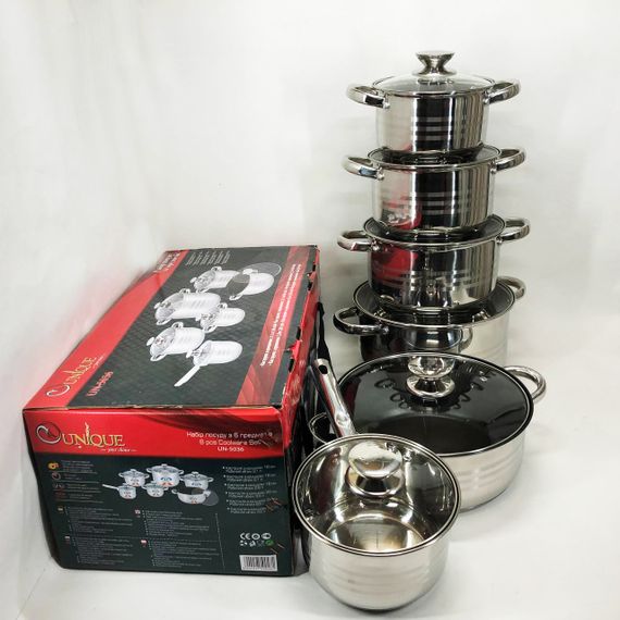 Набор посуды UNIQUE UN-5036 из нержавеющей стали с толстым 5-ти слойным дном. | Зображення 8