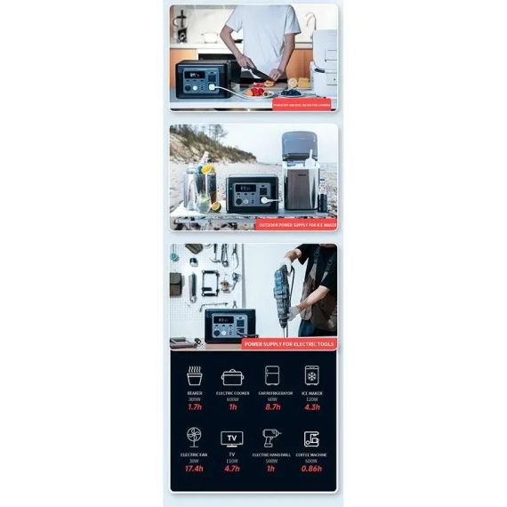 Портативна електростанція XO потужністю 700W 614Wh/192000 mAh Портативна зарядка Електрогенератор | Зображення 6