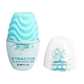 Мастурбатор яйце Pretty Love двостороннє, рельєфне, блакитне, 8.6 х 4.6 см Sex Aura
