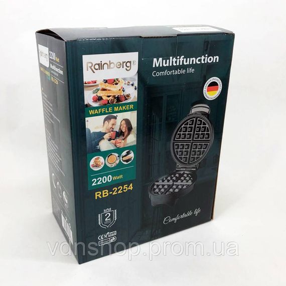 Вафельниця для рельєфних вафель Rainberg, Вафельниця з антипригарним покриттям для тонких вафель WI-88 | Зображення 6