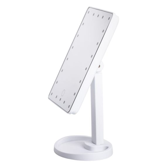 Настільне дзеркало з підсвічуванням 22 LED для макіяжу 21х16 см прямокутне на ніжці USB Біле HP-10-4AW