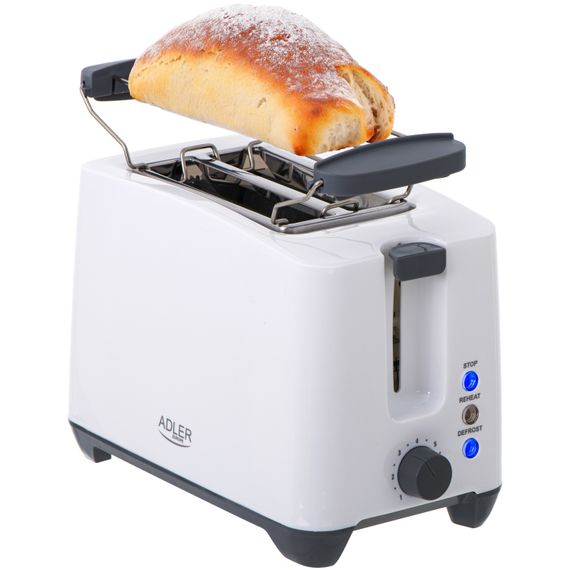 Тостер Adler AD 3216 white 1000Вт/2 відділення/7 режимів підсмажування/розморожування/підігрів булок | Зображення 6