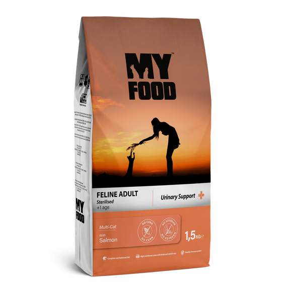 Сухой Корм ​​Myfood Суперпремиум для взрослых стерилизованных кошек с Лососем 1,5 кг