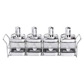 Набір банок для сипучих продуктів 4 штуки 350 мл скляні на підставці HP-1340