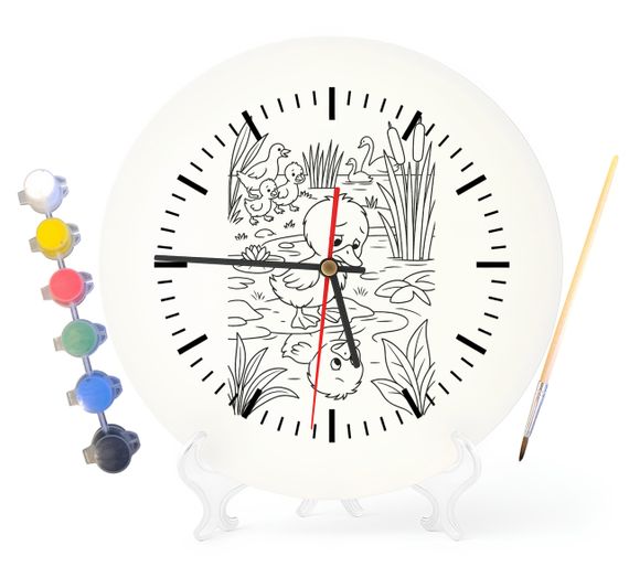 Детский набор для творчества часы-раскраска Гадкий утенок (по мотивам книги Ханса Кристиана Андерсена) 30 см (Г0018)