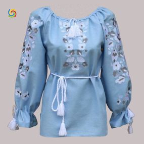 Рубашка Украинская вышиванка 33325729 цвет голубой размер L/XL