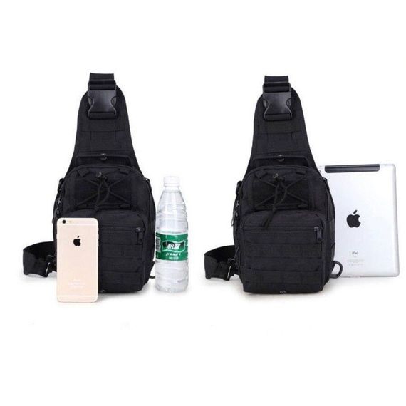 Якісна тактична сумка, укріплена чоловіча сумка, рюкзак тактична слінг. Колір: чорний | Зображення 1