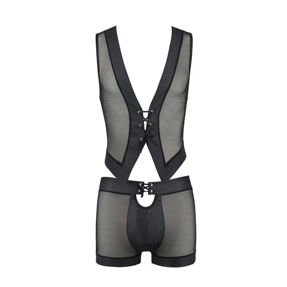 Комплект чоловічої білизни на шнурівці Passion Set William XXL/XXXL, чорний, жилет, боксери | Зображення 4