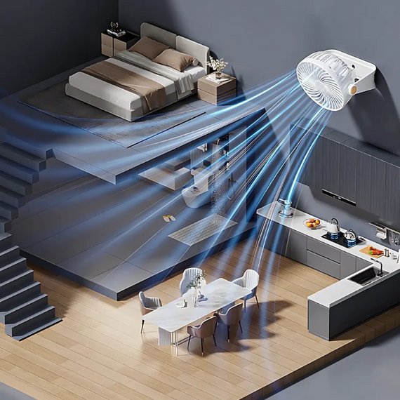 Портативний мінівентилятор Wall mounted fan, настільний або настінний вентилятор, 13×13×5.9 см | Зображення 9