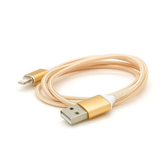 Магнітний кабель USB 2.0/Micro, 1m, 2А, індикатор заряду, тканинне обплетення, знімач, Gold, Blister ( під наконечник 8751 ) | Зображення 1