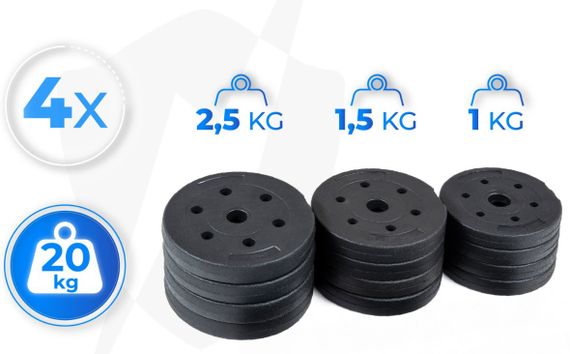 Гантелі розбірні бітумні THUNDER GYM-02 зі з'єднувачем для штанги, 2 x 10 кг (GYM-02) | Зображення 3