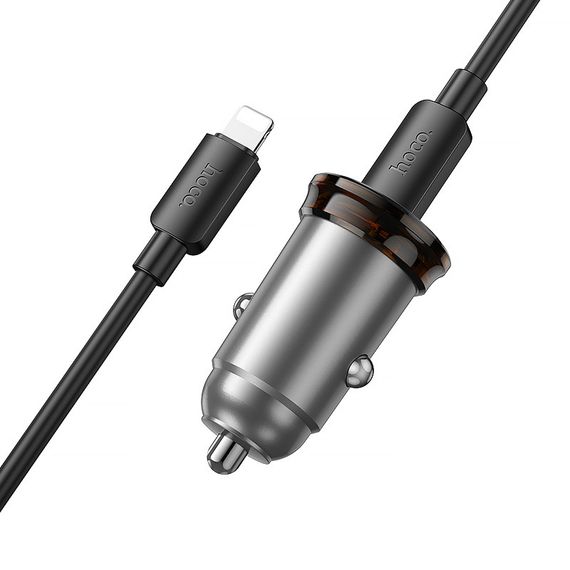 АЗП Hoco NZ16B Rigorous PD45W (2USB-C) + кабель Type-C to Lightning Metal grey | Зображення 4