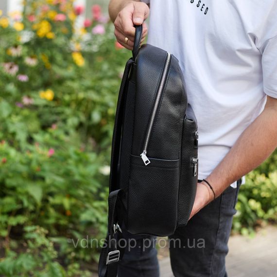 Городской мужской рюкзак из натуральной кожи 41х30х17, сумка для ноутбука и документов, черный | Зображення 9
