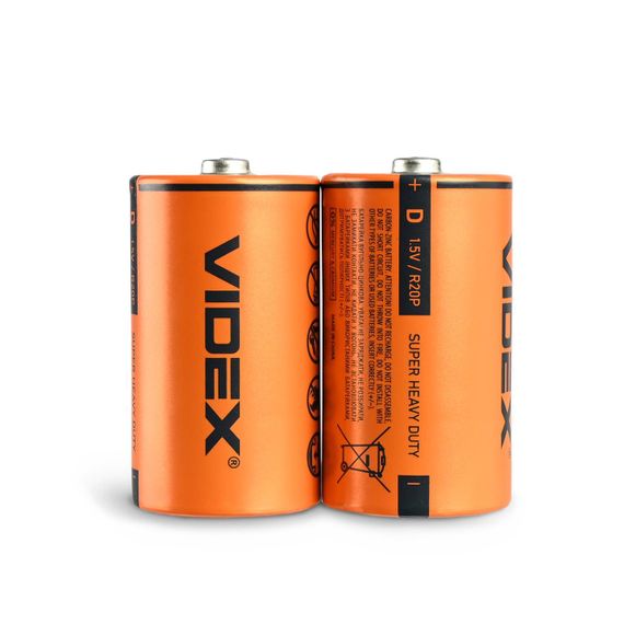 Батарейка сольова VIDEX R20P/D 2шт BLISTER | Зображення 1