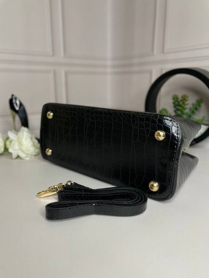 Сумка женская Louis Vuitton Capucines черная в стиле Croc wb002 | Зображення 5