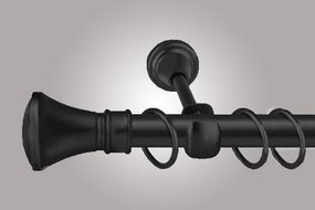 Чорний матовий Карниз для штор металевий, однорядний 25 мм (комплект) 300 см