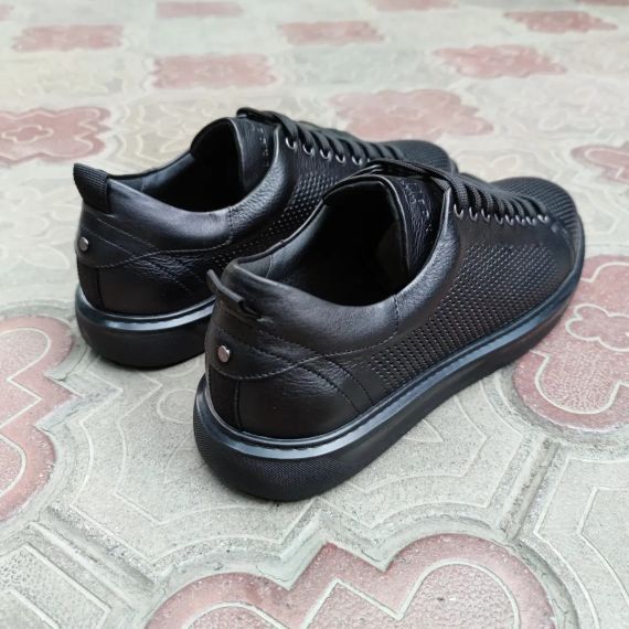 Чорні кеди з перфорацією 47 розмір. Чоловічі кеди великого розміру | Зображення 1