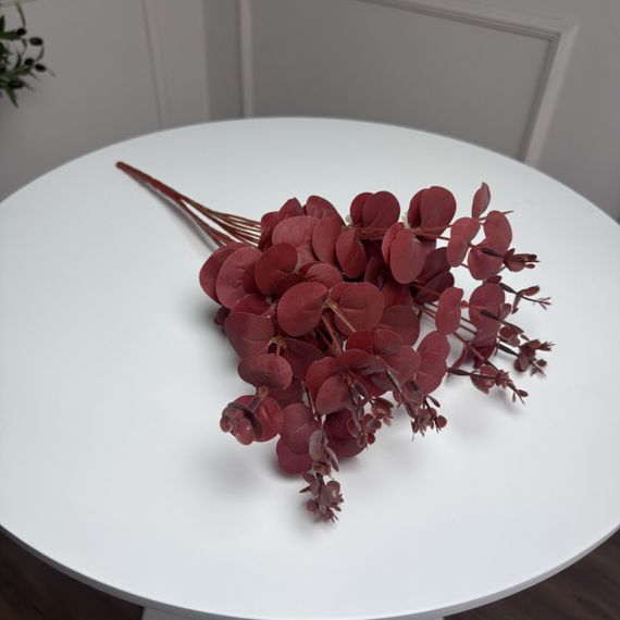 Букет евкаліпту штучний для декору 5шт/уп. Колір: бордовий QB-47 | Зображення 1