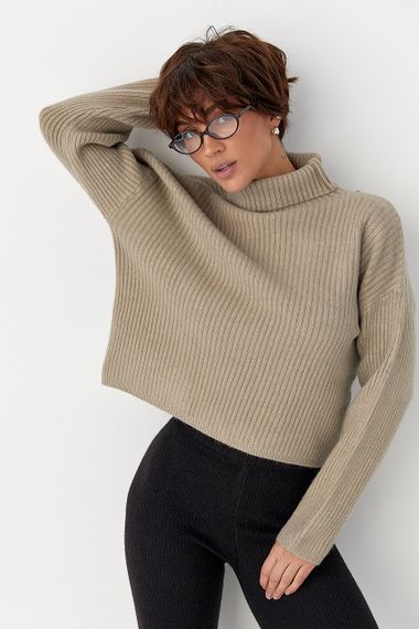 Базовий теплий гольф у рубчик - кавовий цвет, ONE SIZE (є розміри) | Зображення 4