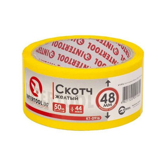 Скотч жовтий 48 мм*50 м*44мкм INTERTOOL KT-09161