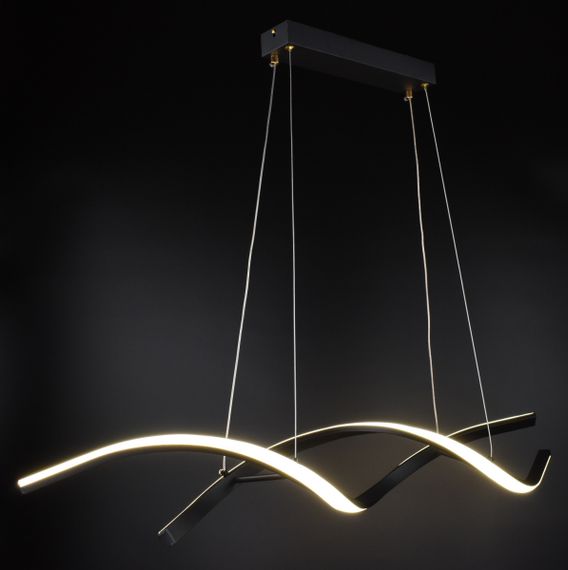 Люстра світлодіодна підвісна LED світильник для квартири на стелю лед 27010 Чорний 25-100х14х103 см. | Зображення 4