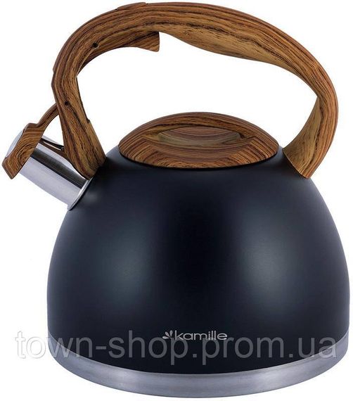 Чайник Kamille Whistling Kettle Black 2.7л из нержавеющей стали со свистком KM-1087 | Зображення 1