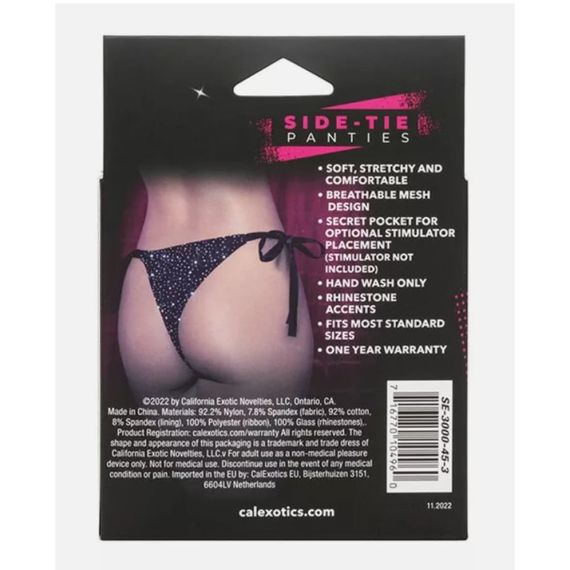 Трусики зі стразами на зав'язках CalExotics Radiance Side-Tie Panties, чорні, One size | Зображення 5