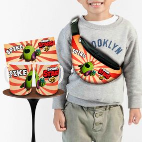 Набір: дитяча сумка-бананка+кружка Блавл Старс Спайк 32х15см, бананка для хлопчика через плече на подарунок (00896)