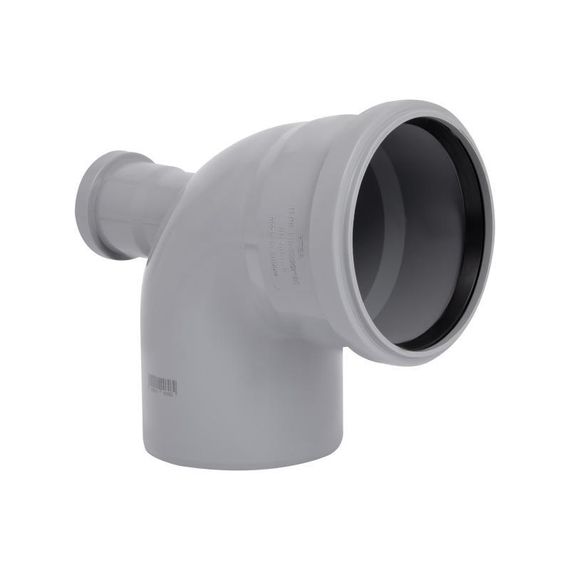 Колено канализационное с отводом TA Sewage 50х110х110, 90° (назад)