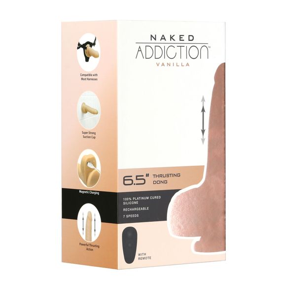 Фалоімітатор-пульсатор Naked Addiction 6.5″ Thrusting Dong With Remote, рухи вперед-назад, пульт ДК | Зображення 7
