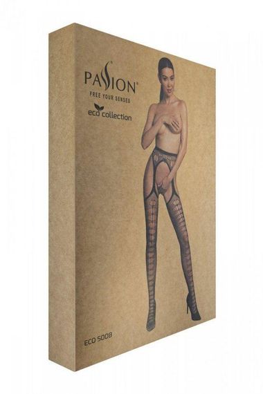 Еротичні колготки-бодістокінг Passion ECO S008 black, з імітацією панчіх та пояса sexstyle | Зображення 5