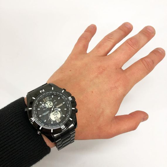 Годинник наручний чоловічий SKMEI 1670BKWT BLACK-WHITE, Армійський годинник протиударний | Зображення 9