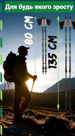 Палиці для скандинавської ходьби PowerPlay 9104 Lykke 80-135 см Black/Green (пара) (PP_9104_LYKKE) | Зображення 9