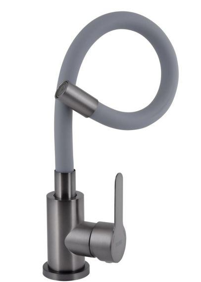 Змішувач для кухні Brinex Pure 015F3 з гнучким виливом Graphite/Grey BRIPUR015F3GRG | Зображення 3